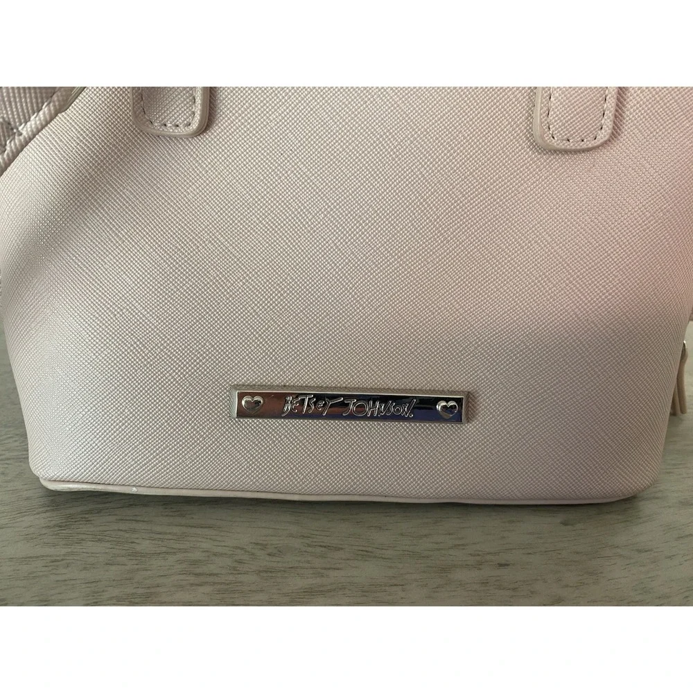 Adorable Betsey Johnson Blush Pink Mini‎ Satchel Crossbody Bag with Bow Detail